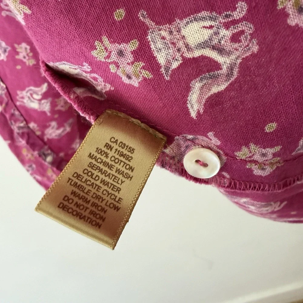 April Cornell Girls Dress Size 2 Pink Fox Print 100% Cotton Belted Cottagecore